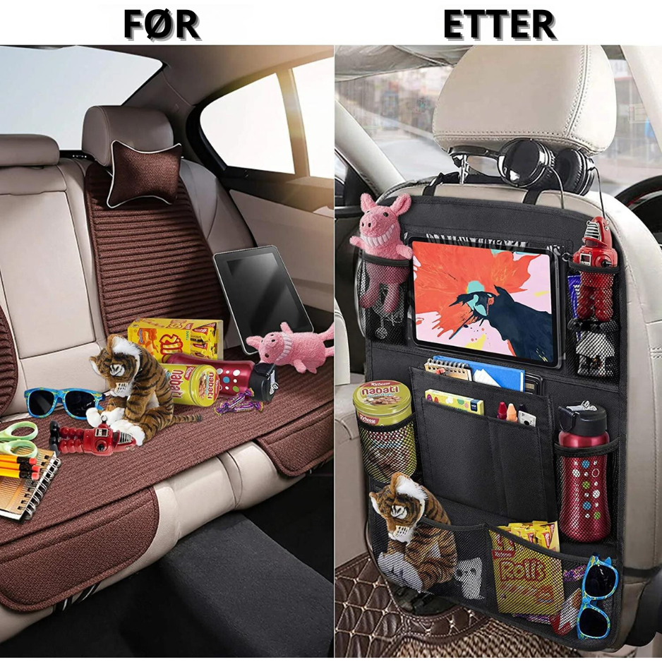 Elegant multifunksjonell organisator til korte og lange bilturer